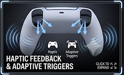 DualSense Edge haptic feedback and adaptive trigger illustration