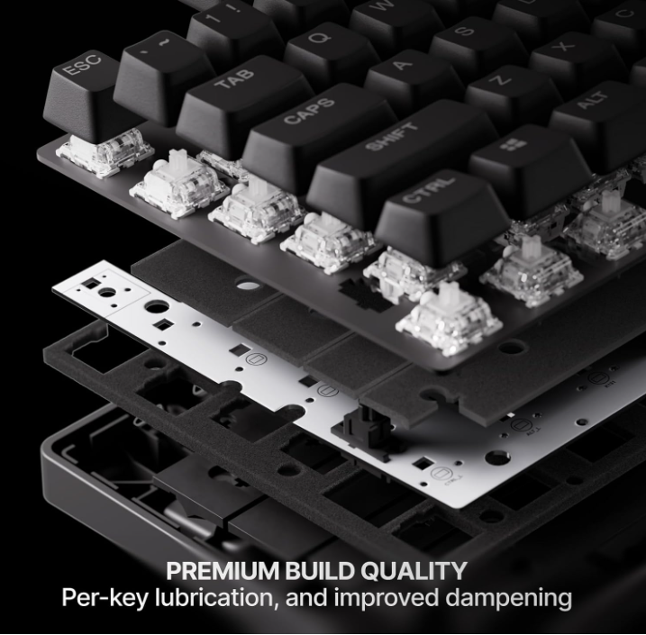 Exploded view of Apex Pro TKL Gen 3 keyboard construction