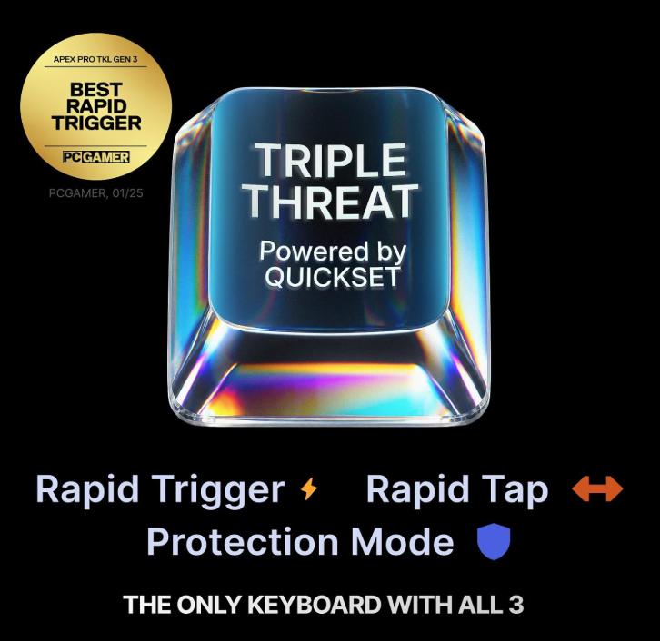 SteelSeries Apex Pro TKL Gen 3 Wireless keyboard with Rapid Trigger, Rapid Tap, and Protection Mode