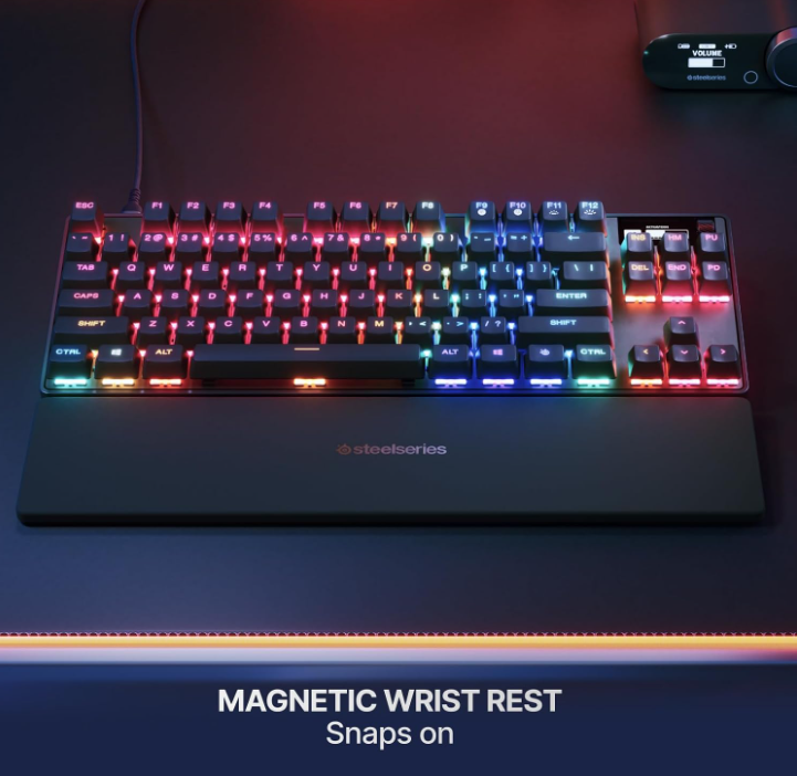 SteelSeries Apex Pro TKL Gen 3 with magnetic wrist rest