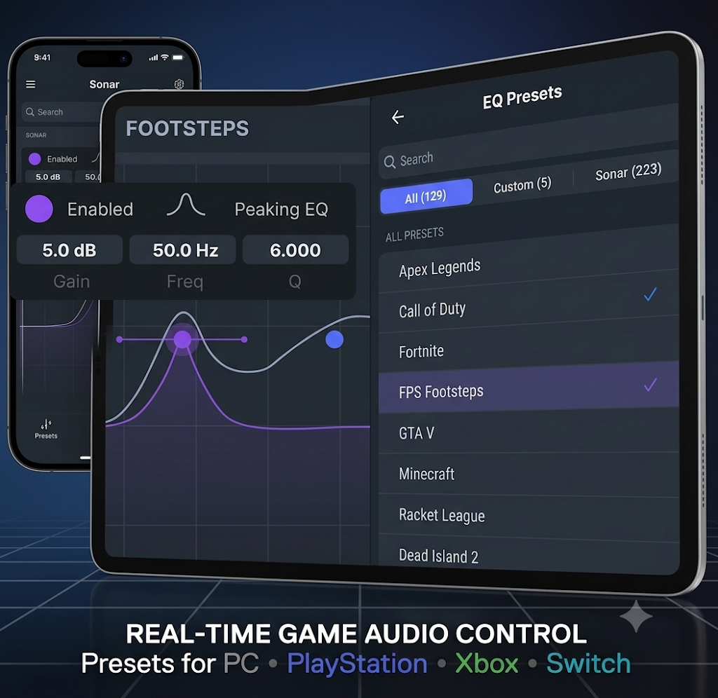 SteelSeries real-time audio EQ controls and presets